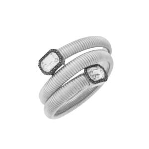 Vince Camuto Silver Wrap-Around Cuff Bracelet w/ Faux-Diamond Jewel, NWT